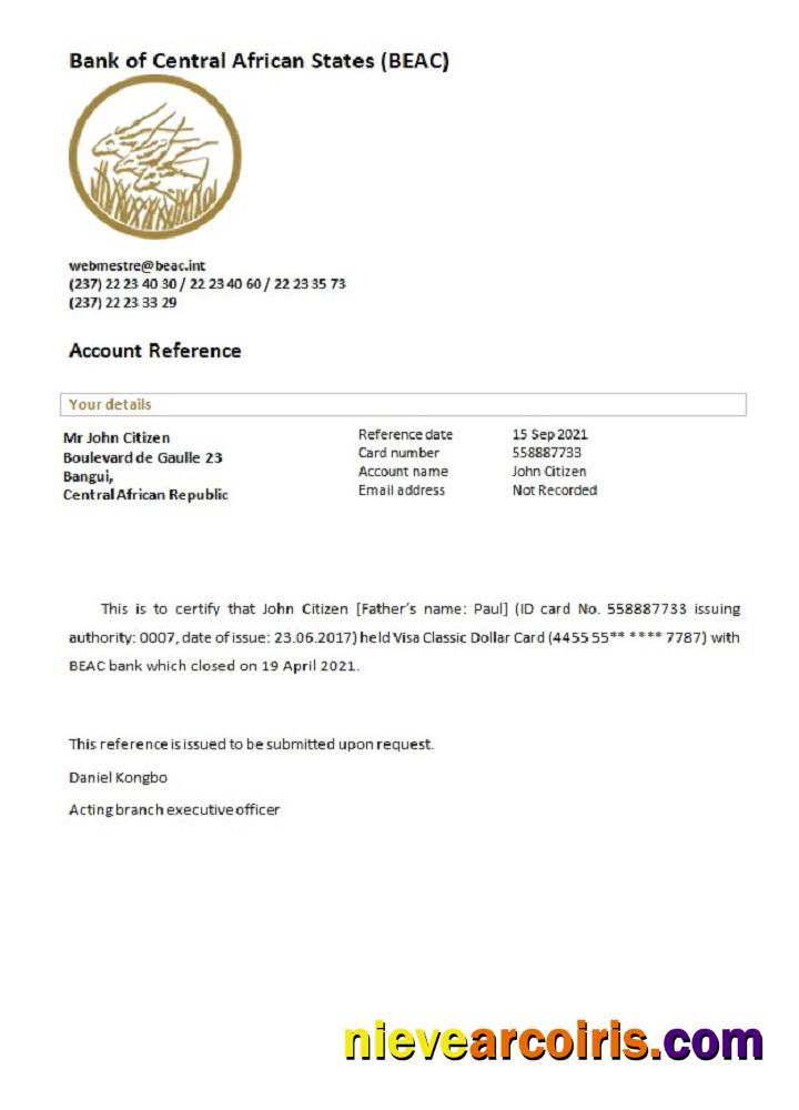 Central African Republic Bank of Central African States closure reference